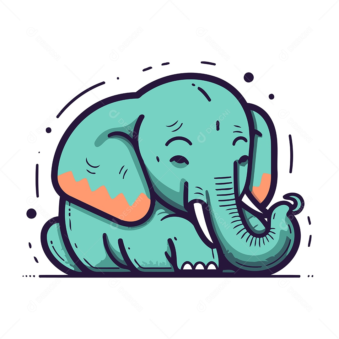 Elefante Fofo de Desenho Animado Ilustração Vetor EPS