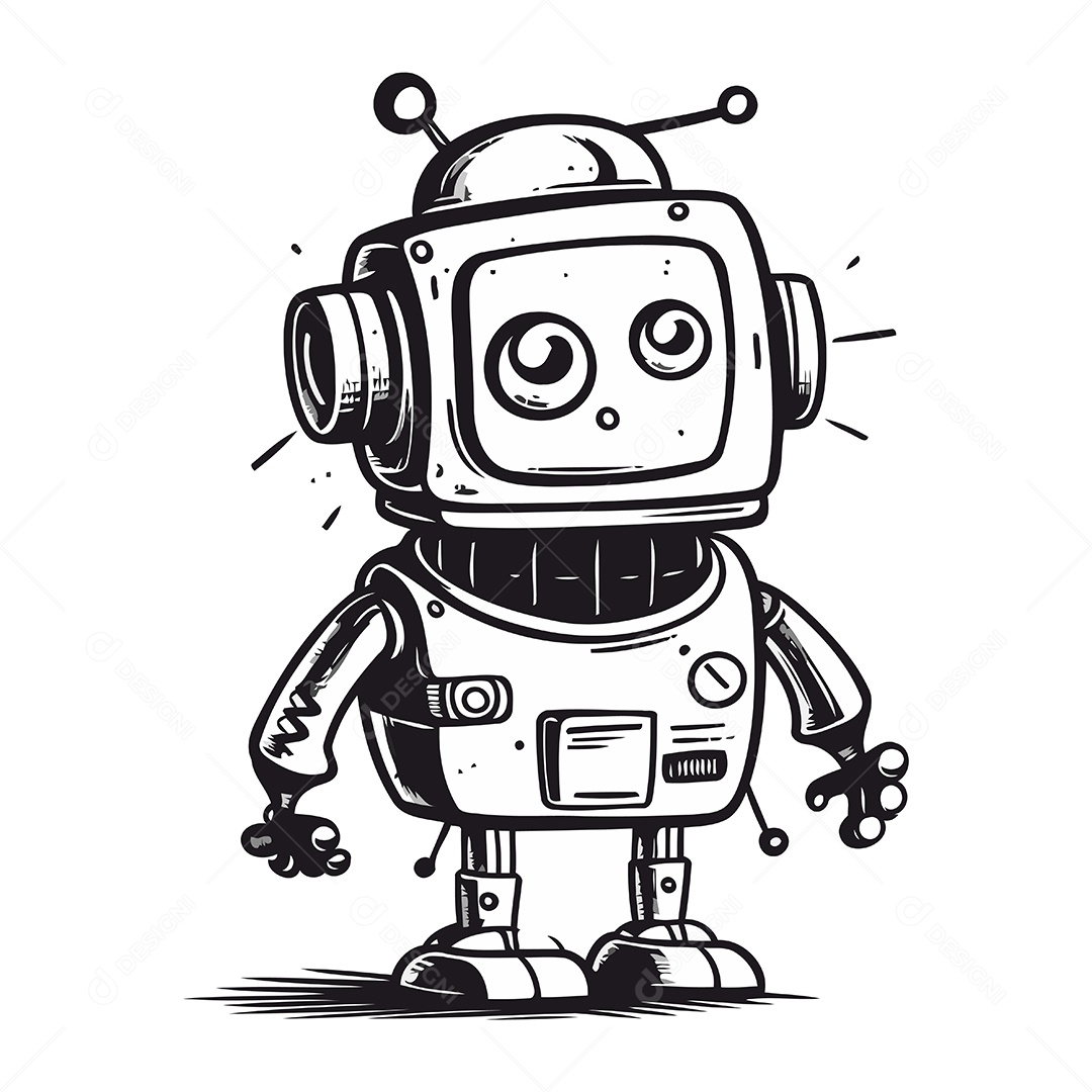 Robô de Desenho Animado Ilustração Vetor EPS