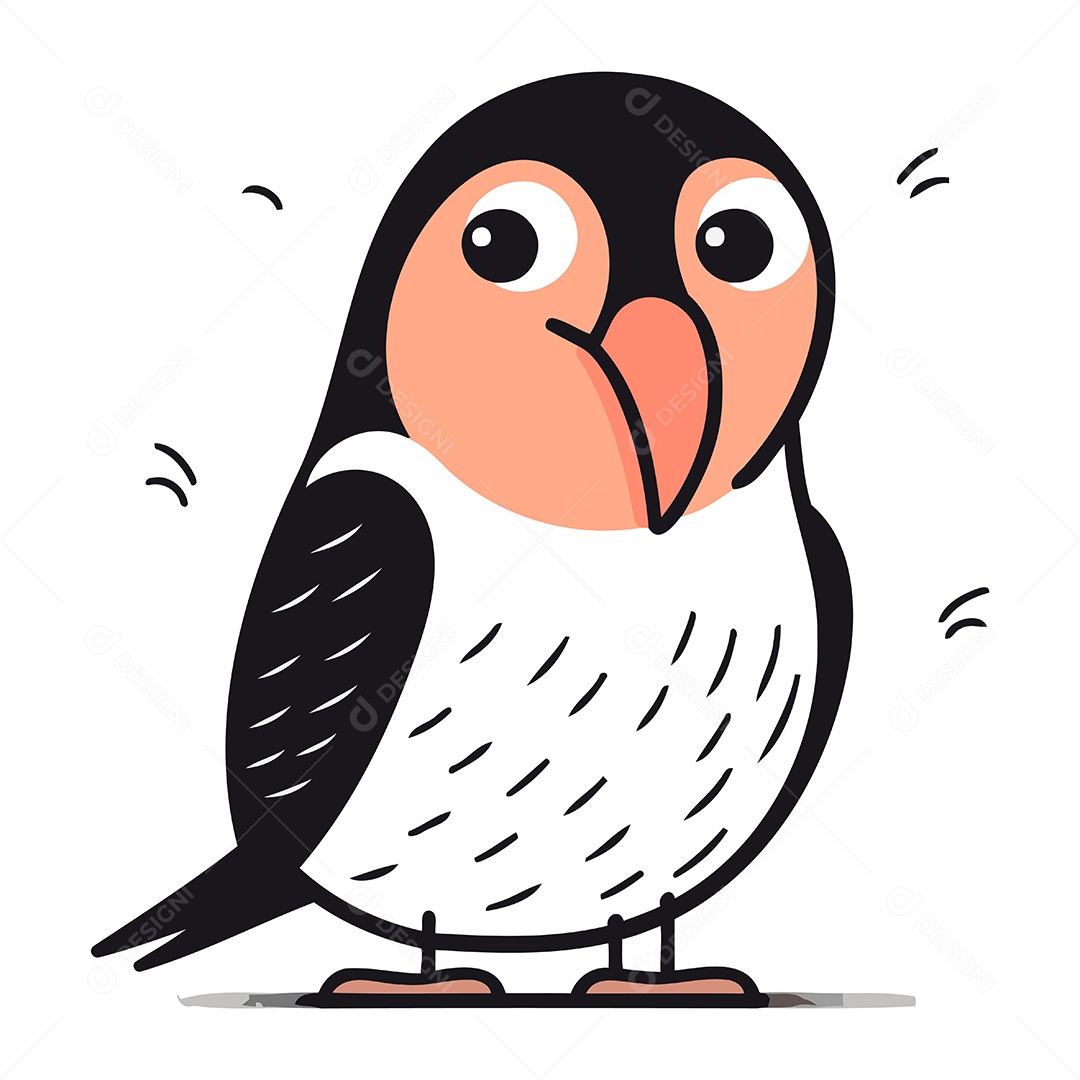 Pinguim Bonito de Desenho Animado Ilustração Vetor EPS