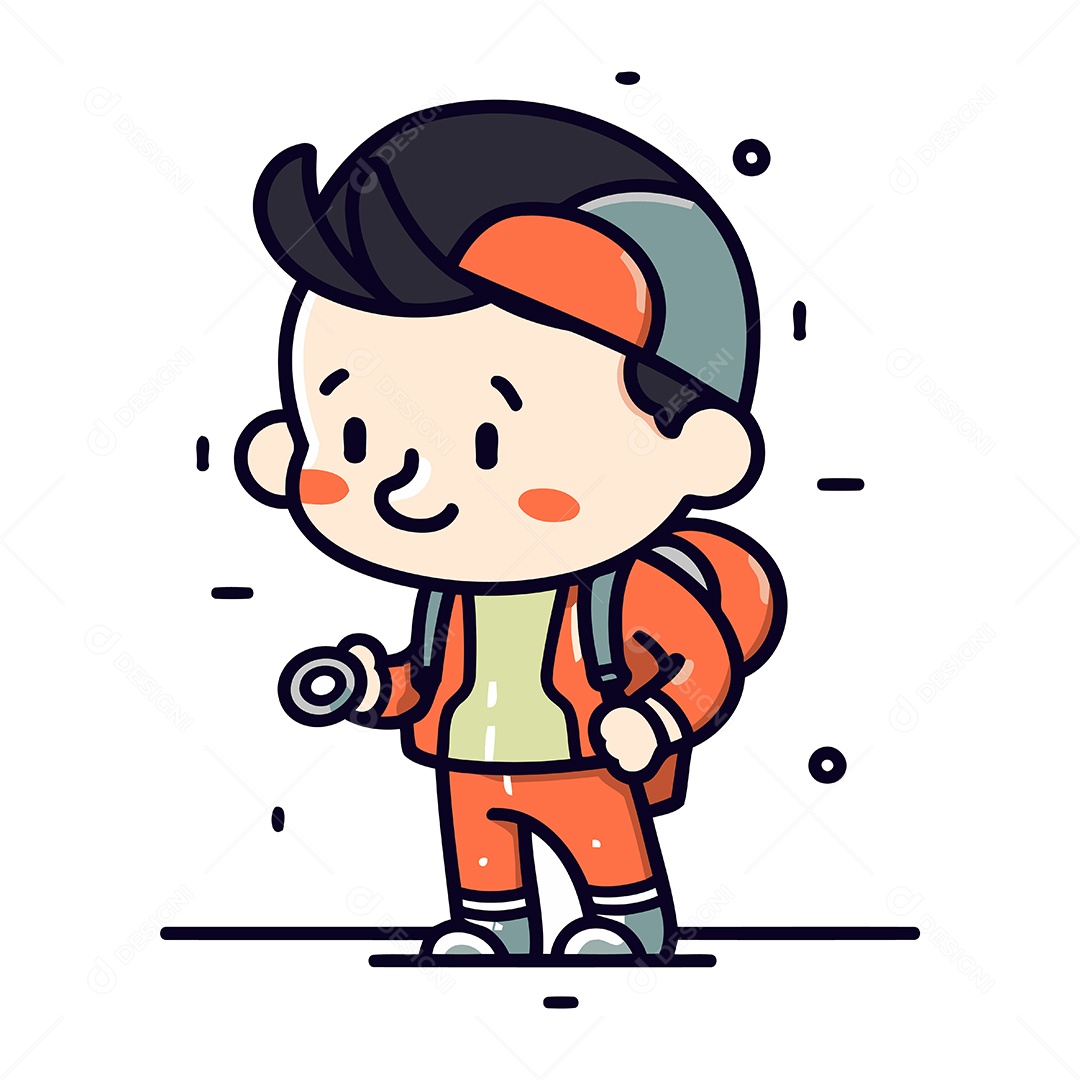 Garoto Bonito de Desenho Animado Ilustração Vetor EPS