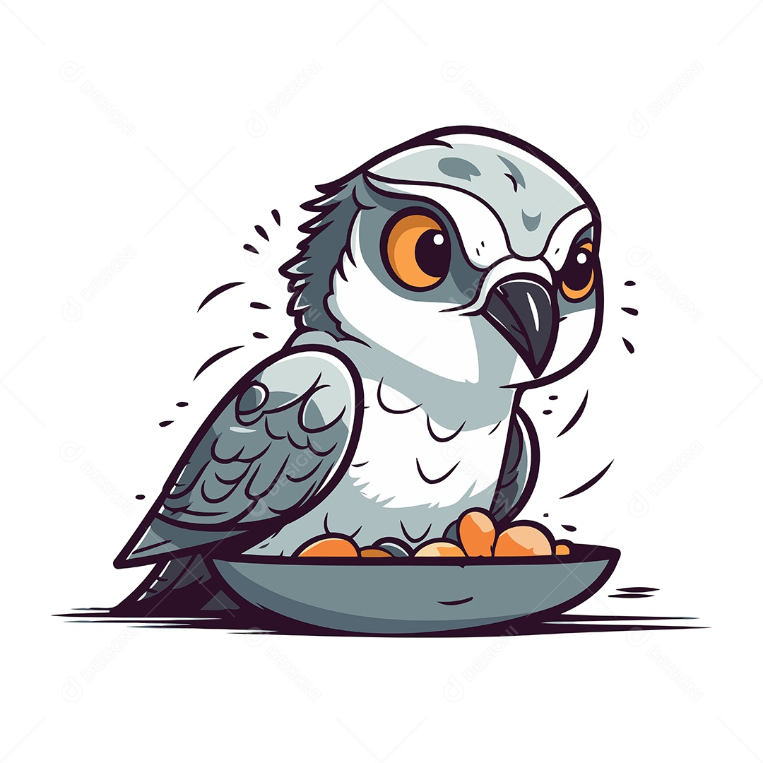 Papagaio Fofo de Desenho Animado Ilustração Vetor EPS