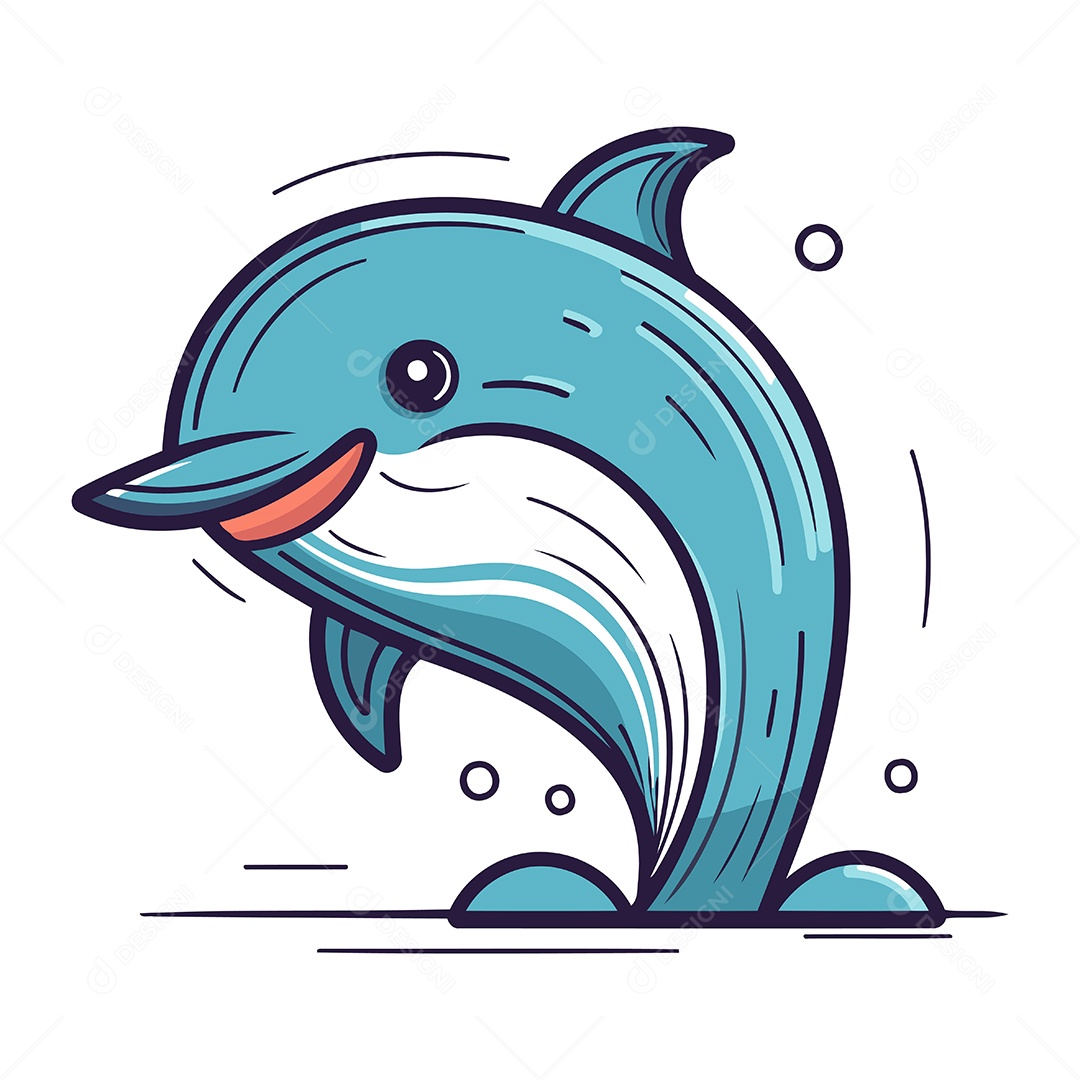 Golfinho de Desenho Animado Ilustração Vetor EPS