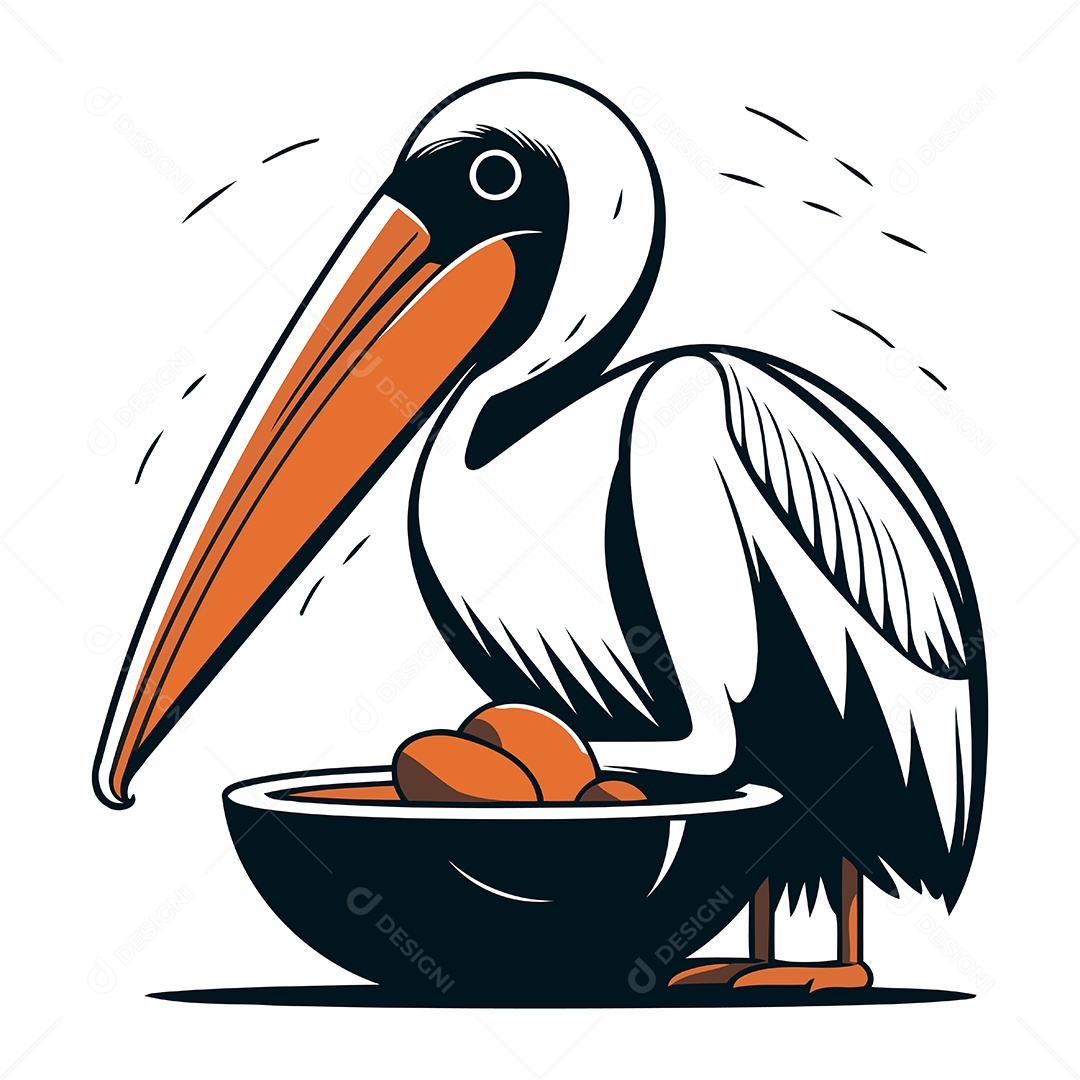 Pelicano de Desenho Animado Ilustração Vetor EPS