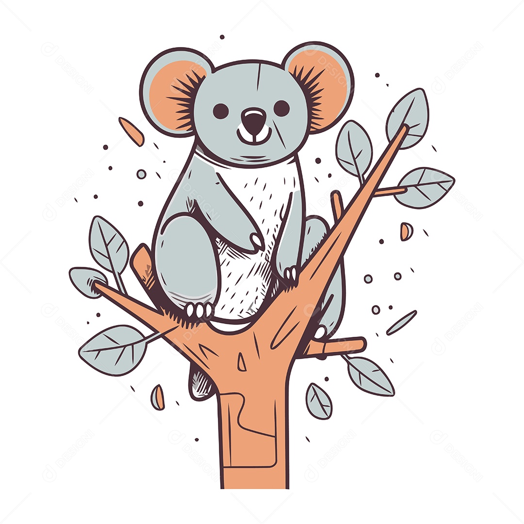 Coala Fofo de Desenho Animado Ilustração Vetor EPS