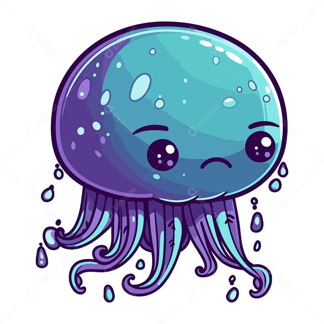 Água-viva de Desenho Animado Ilustração Vetor EPS