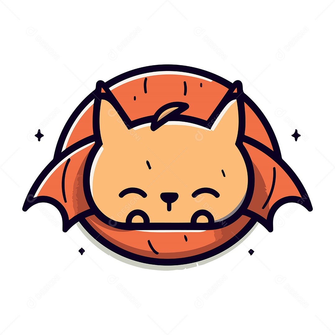 Gato Fofo em Forma de Morcego de Desenho Animado Ilustração Vetor EPS