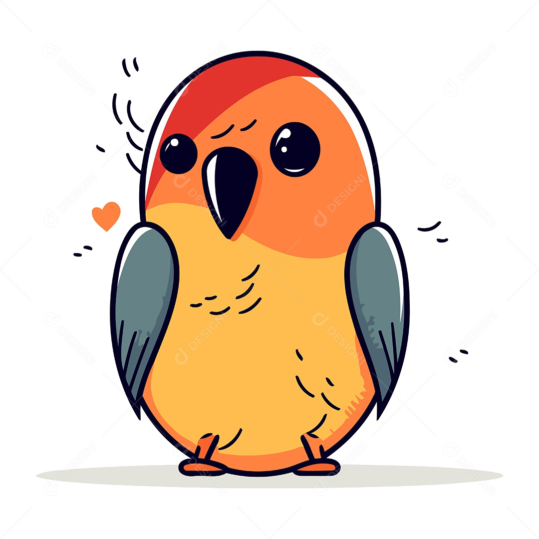Papagaio Bonito de Desenho Animado Ilustração Vetor EPS