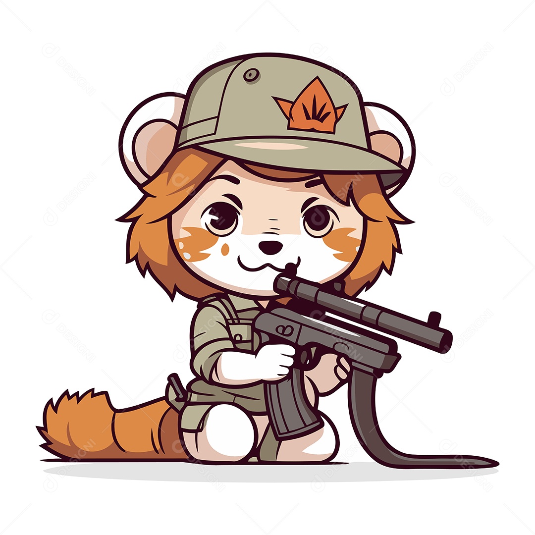 Lindo Mascote Tigre de Desenho Animado Ilustração Vetor EPS