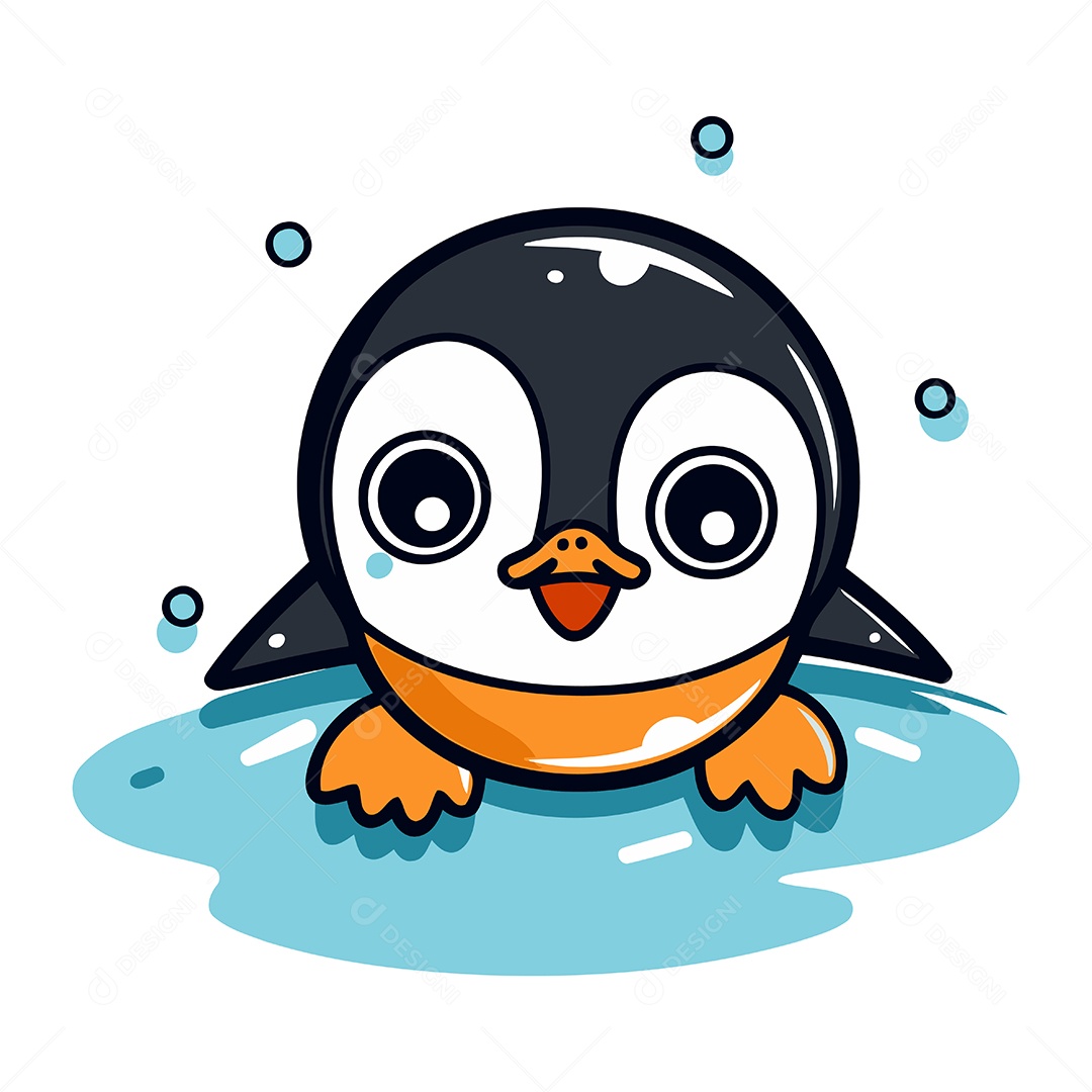 Pinguim Fofo de Desenho Animado Ilustração Vetor EPS