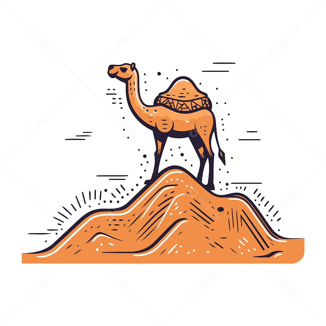 Camelo de Desenho Animado Ilustração Vetor EPS