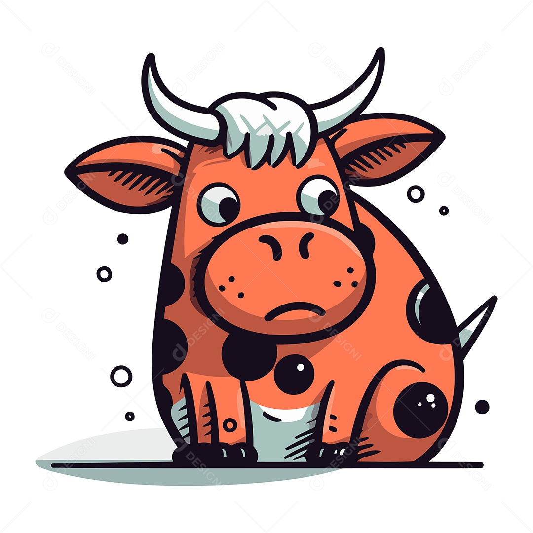 Vaca Fofa de Desenho Animado Ilustração Vetor EPS