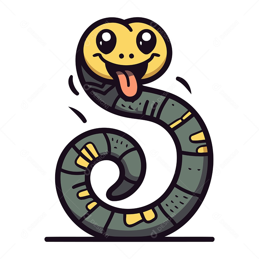Cobra Fofa de Desenho Animado Ilustração Vetor EPS