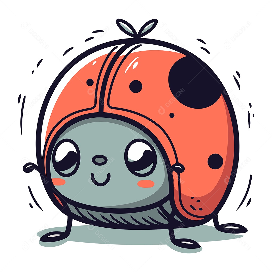 Joaninha Fofa de Desenho Animado Ilustração Vetor EPS