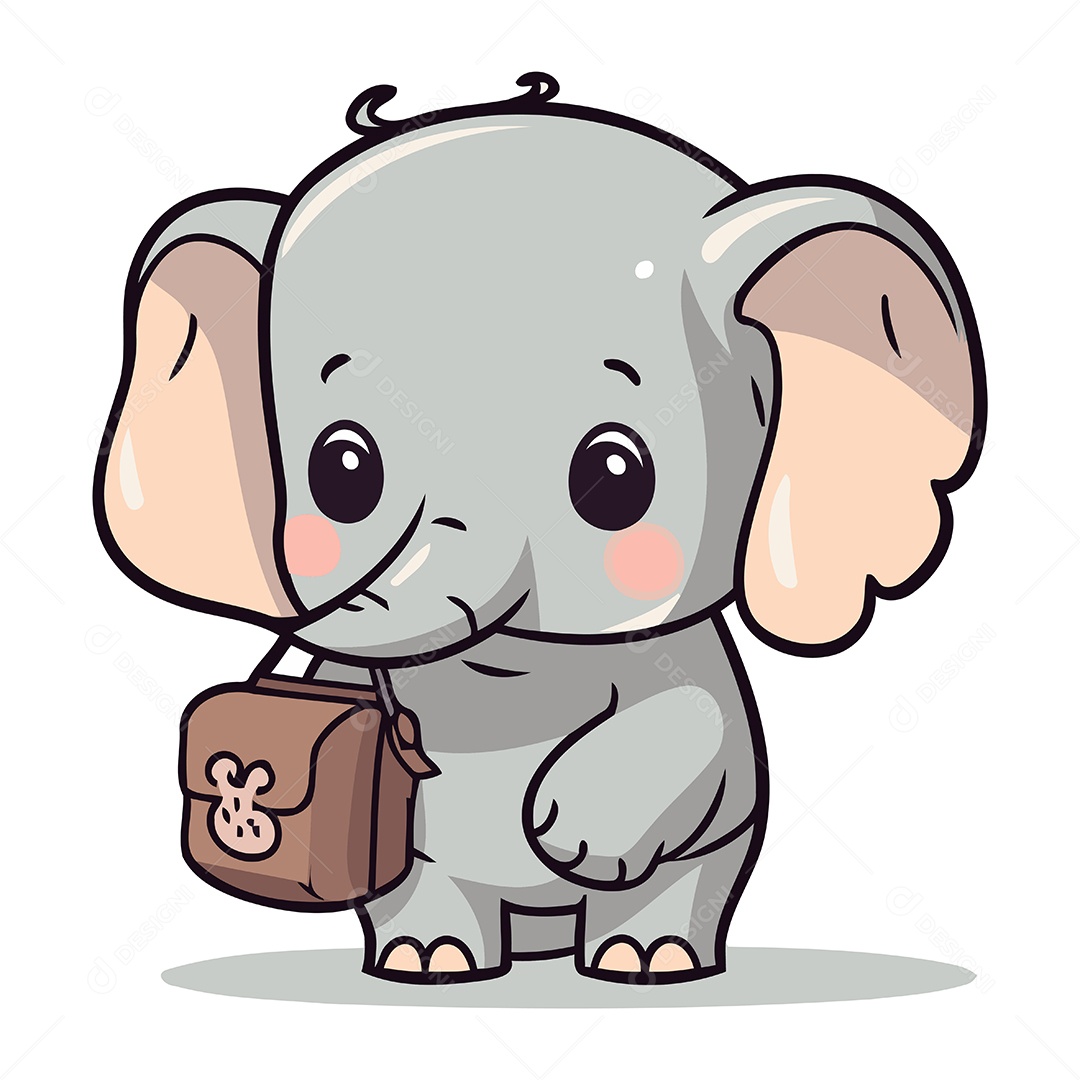 Elefantinho Fofo de Desenho Animado Ilustração Vetor EPS