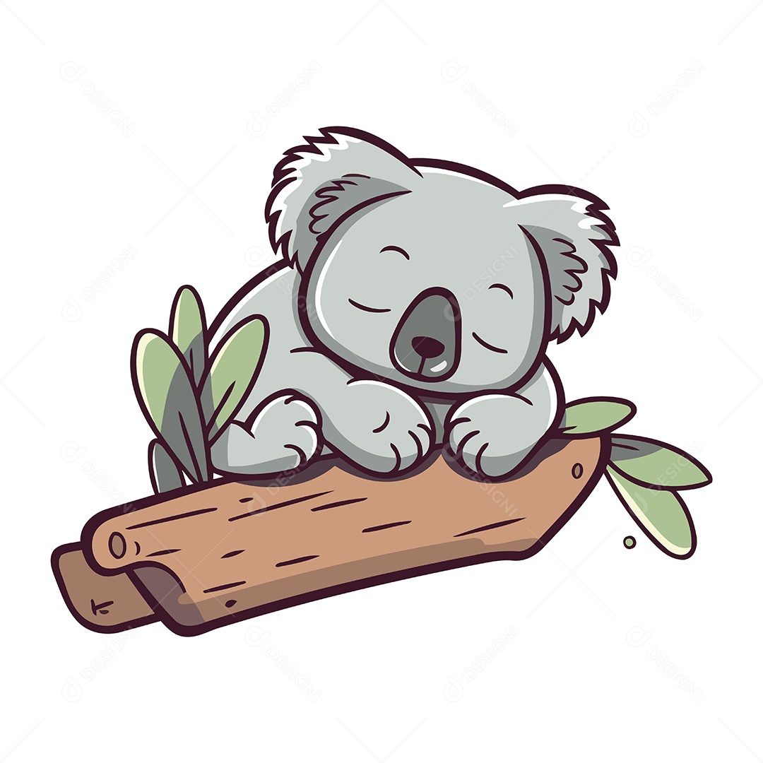 Coala Fofo de Desenho Animado Ilustração Vetor EPS