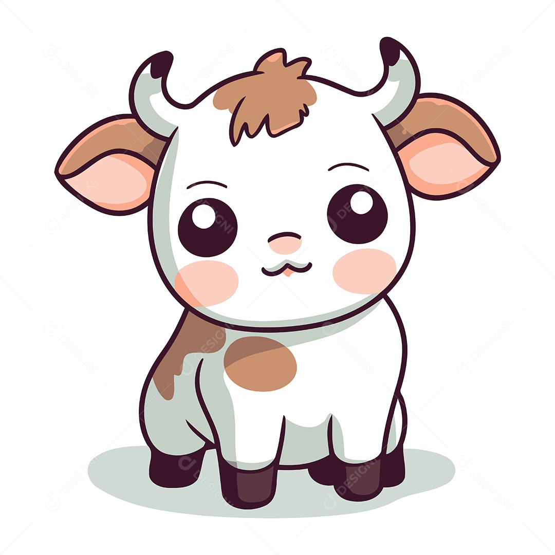 Vaca Fofa de Desenho Animado Ilustração Vetor EPS