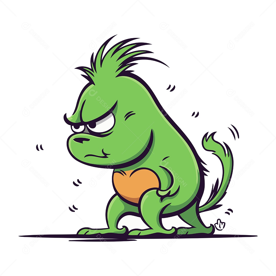 Monstro Verde de Desenho Animado Ilustração Vetor EPS