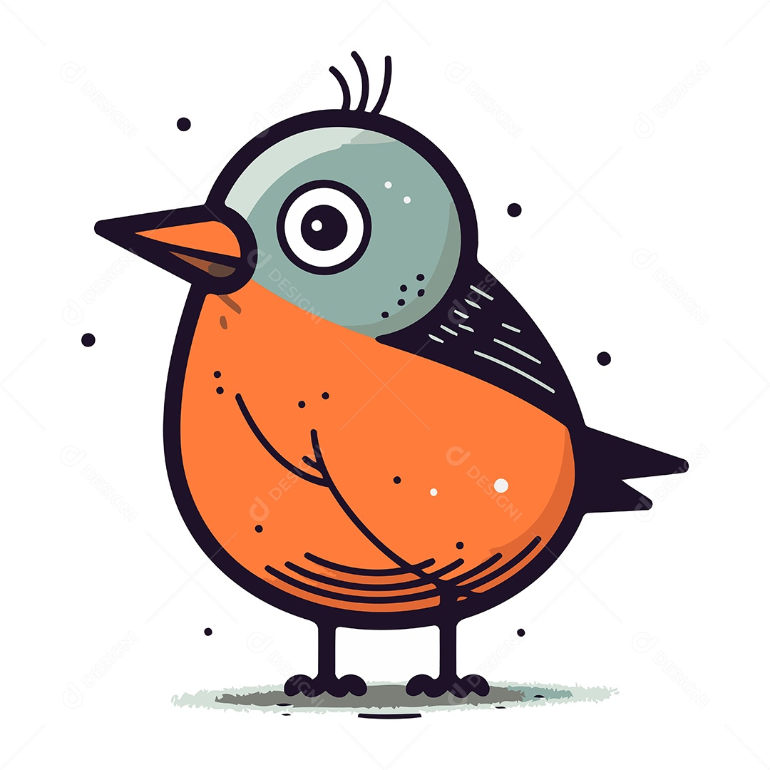 Pássaro Bonito de Desenho Animado Ilustração Vetor EPS