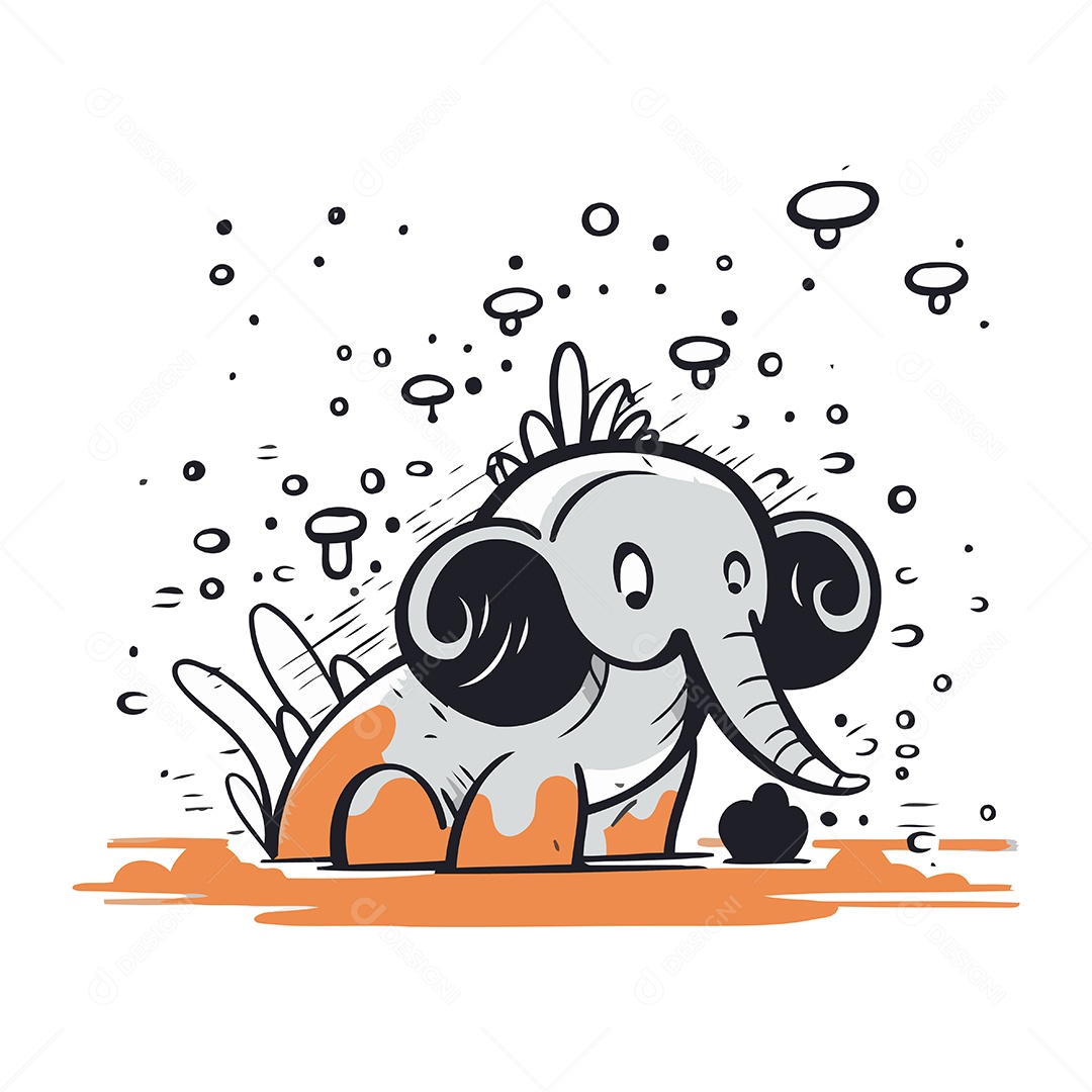 Elefante de Desenho Animado Ilustração Vetor EPS
