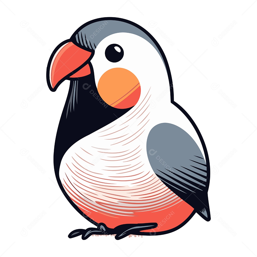 Papagaio Bonito de Desenho Animado Ilustração Vetor EPS