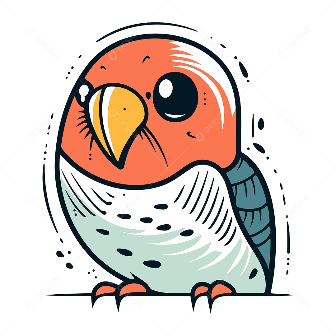 Papagaio Bonito de Desenho Animado Ilustração Vetor EPS