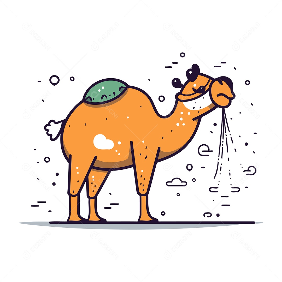Camelo de Desenho Animado Ilustração Vetor EPS