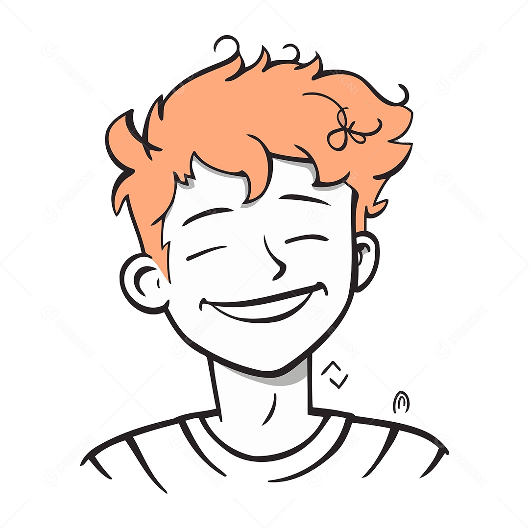 Jovem Sorridente de Desenho Animado Ilustração Vetor EPS