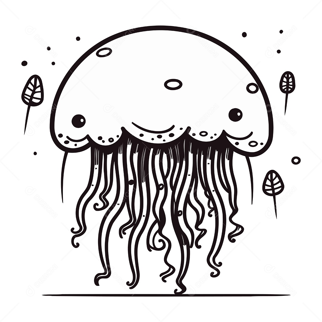 Água Viva de Desenho Animado Ilustração Vetor EPS