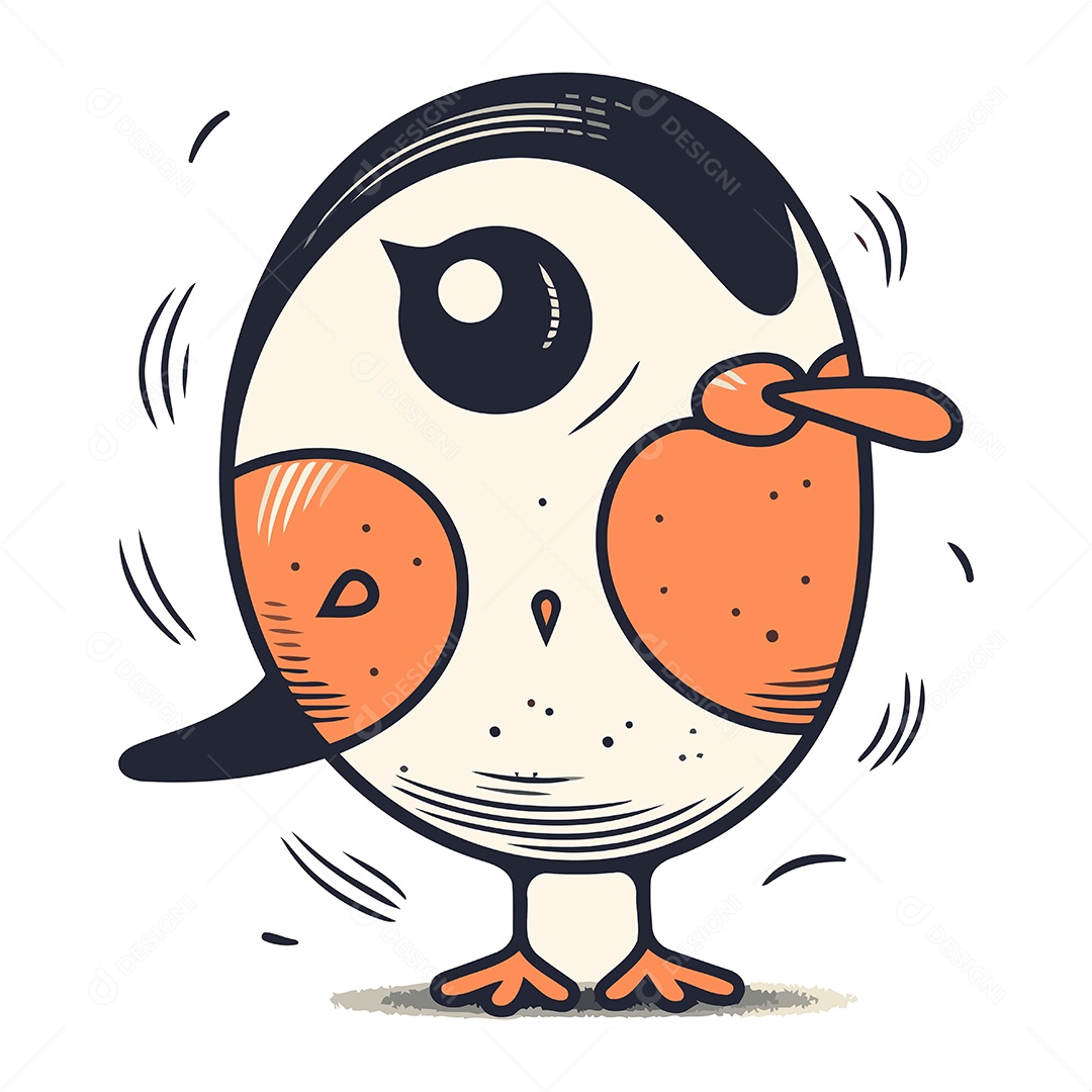 Pinguim Bonito de Desenho Animado Ilustração Vetor EPS