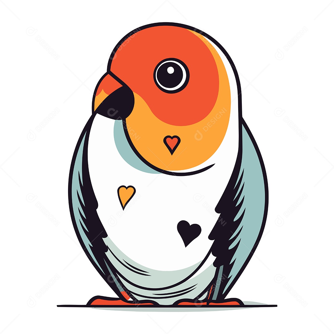 Papagaio Fofo de Desenho Animado Ilustração Vetor EPS