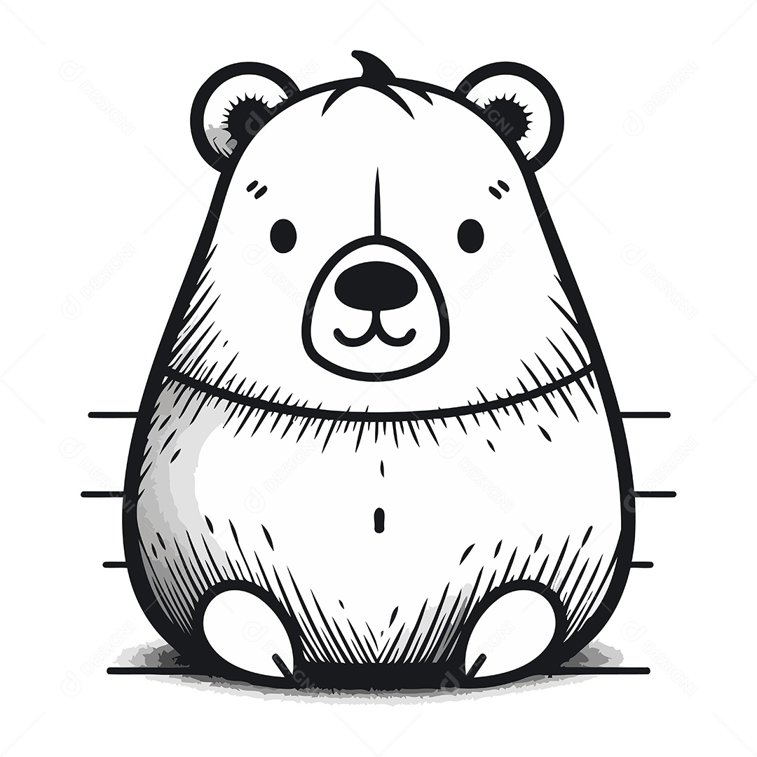 Urso Polar Fofo de Desenho Animado Ilustração Vetor EPS