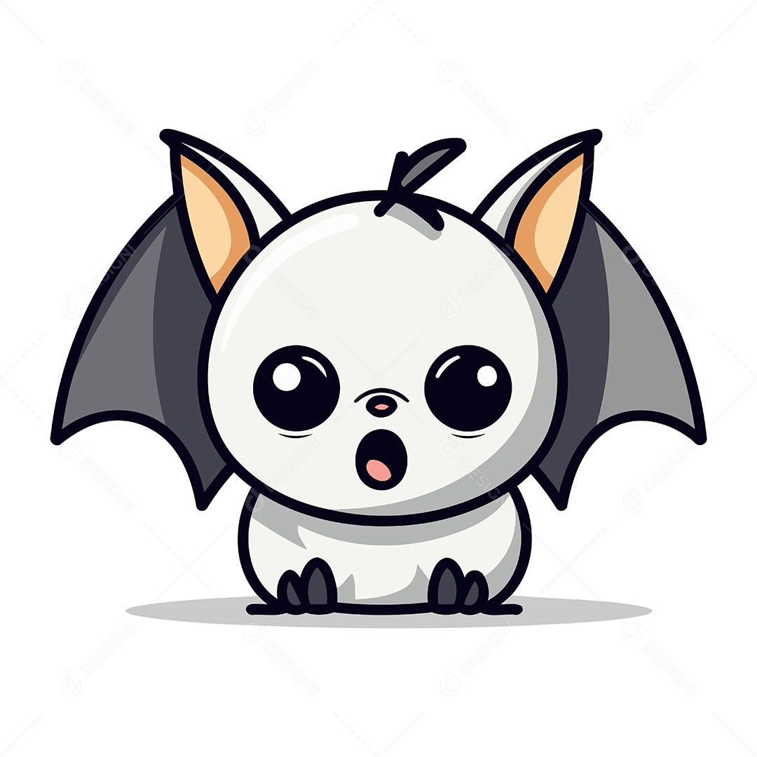 Morcego Fofo de Desenho Animado Ilustração Vetor EPS