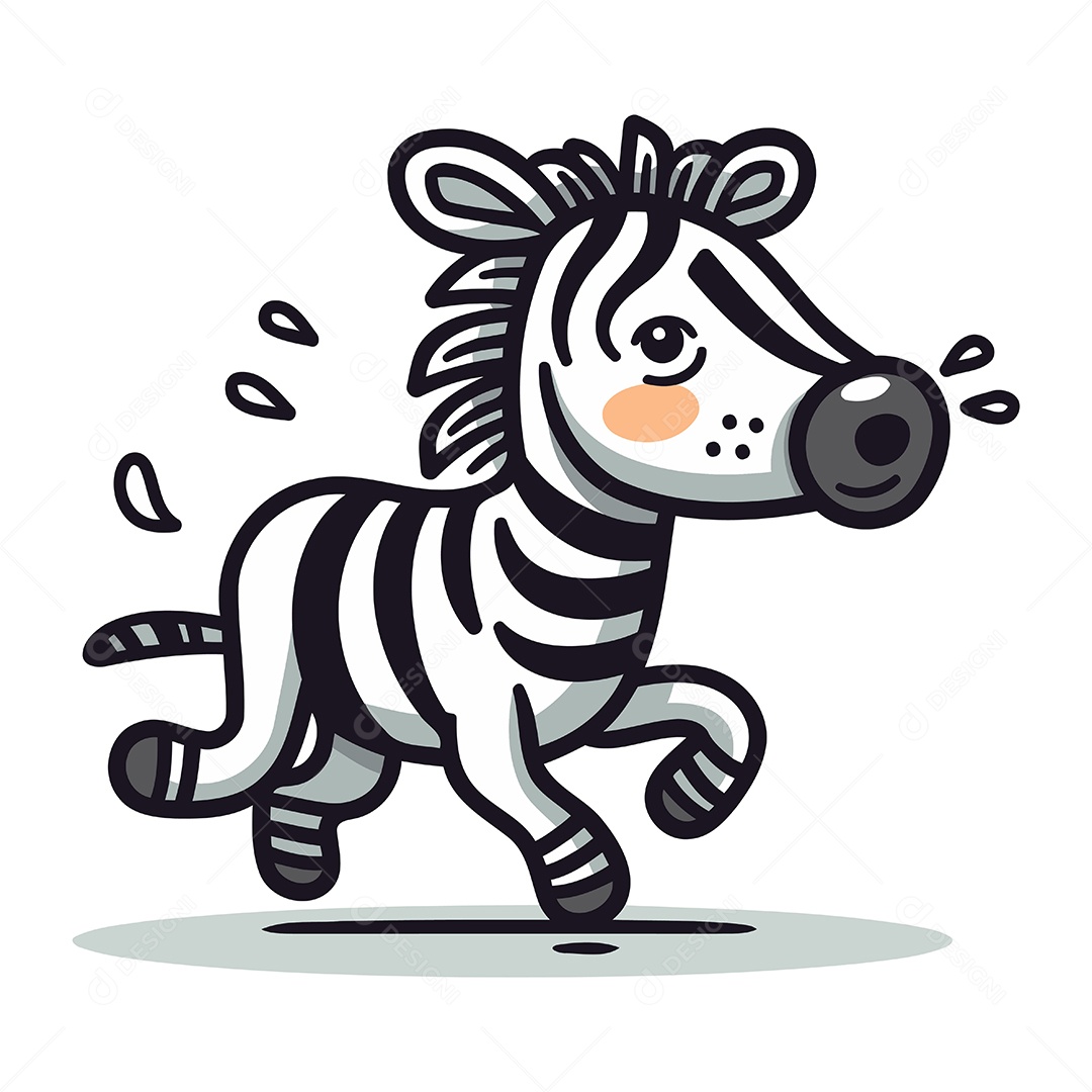 Zebra Fofa de Desenho Animado Ilustração Vetor EPS