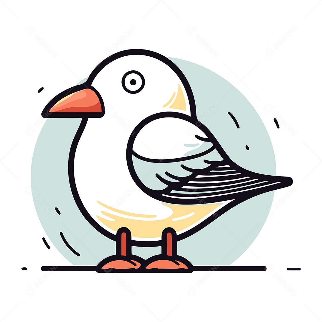 Gaivota Fofa de Desenho Animado Ilustração Vetor EPS