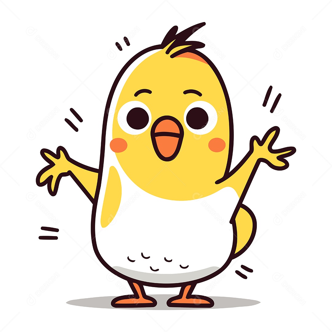 Pintinho Fofo de Desenho Animado Ilustração Vetor EPS