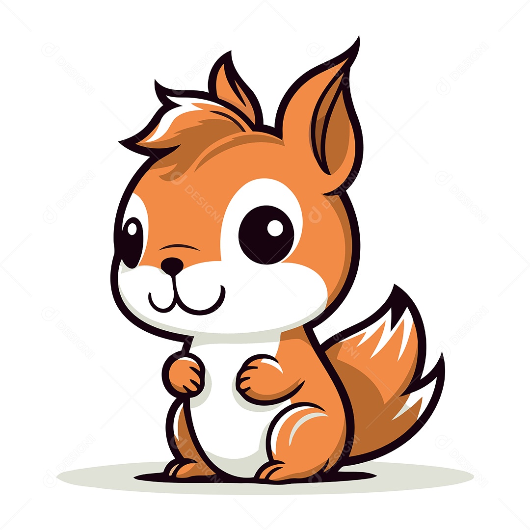 Esquilo Bonito de Desenho Animado Ilustração Vetor EPS