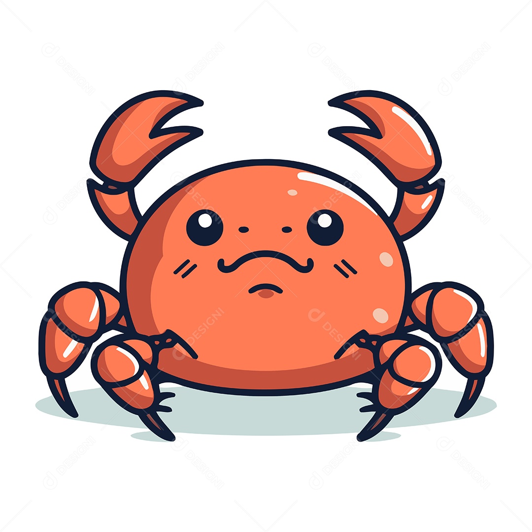 Caranguejo Fofo de Desenho Animado Ilustração Vetor EPS