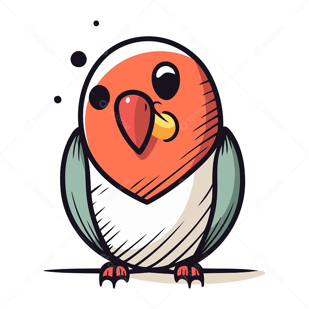 Papagaio Bonito de Desenho Animado Ilustração Vetor EPS