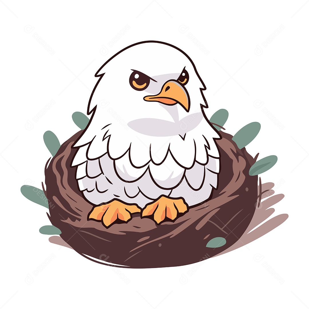 Águia no Ninho de Desenho Animado Ilustração Vetor EPS