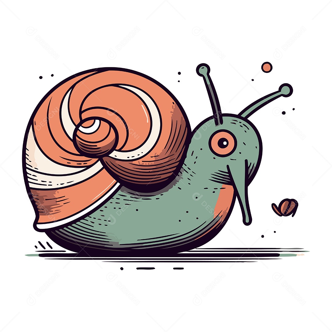 Caracol de Desenho Animado Ilustração Vetor EPS