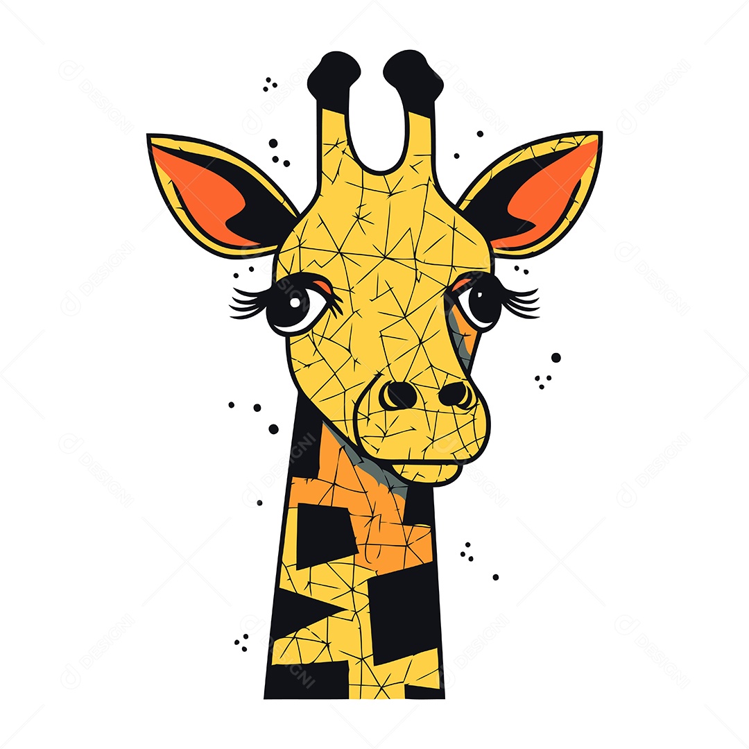 Cabeça de Girafa de Desenho Animado Ilustração Vetor EPS