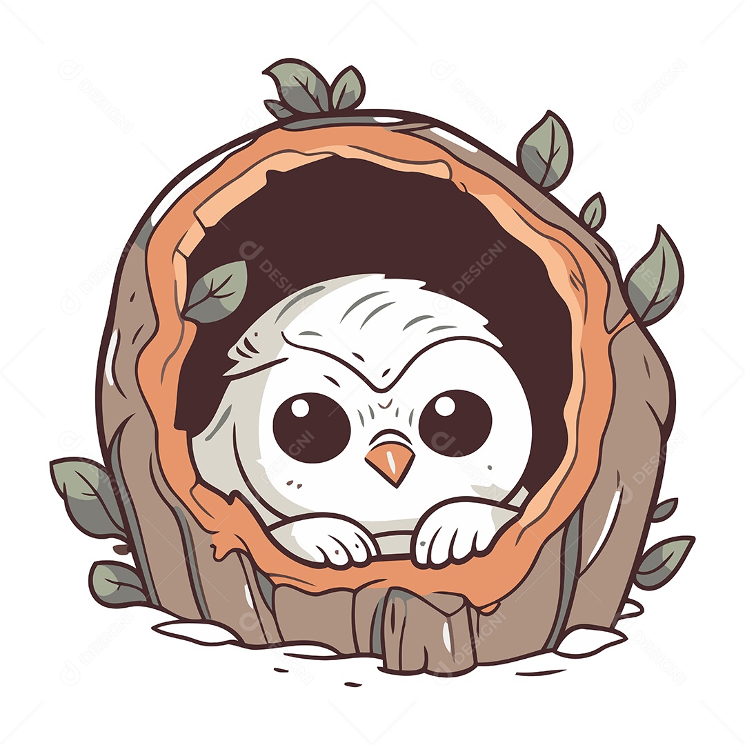 Coruja Fofa de Desenho Animado Ilustração Vetor EPS