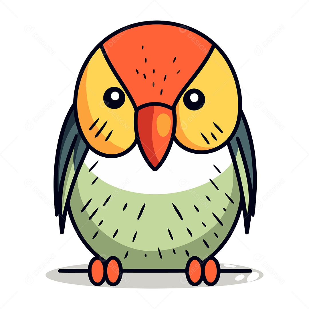 Papagaio Bonito de Desenho Animado Ilustração Vetor EPS