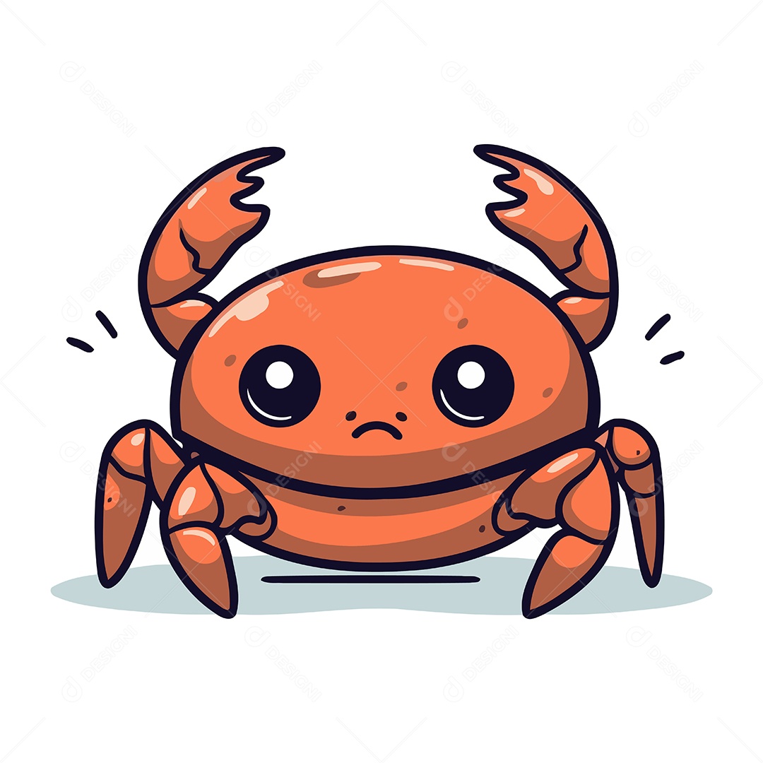 Caranguejo Fofo de Desenho Animado Ilustração Vetor EPS