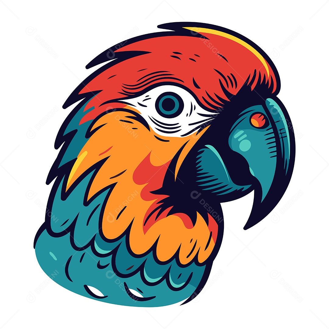 Papagaio de Desenho Animado Ilustração Vetor EPS