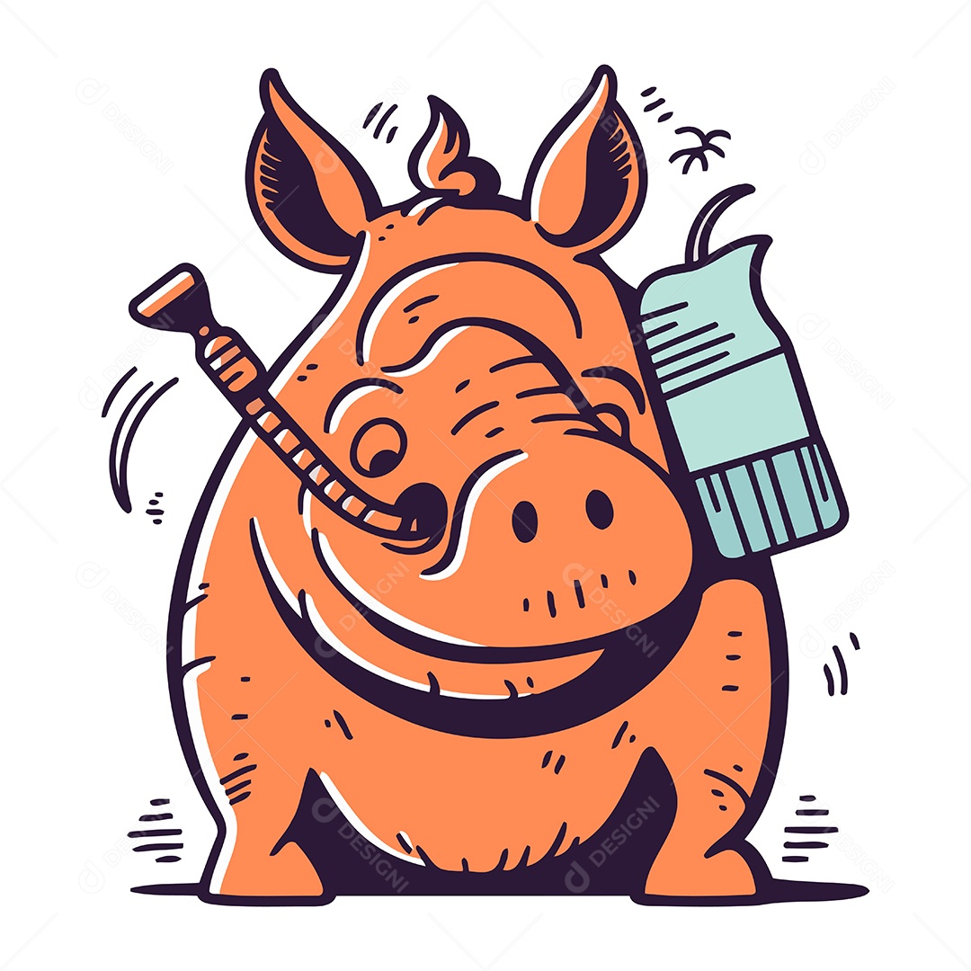 Hipopótamo de Desenho Animado Ilustração Vetor EPS