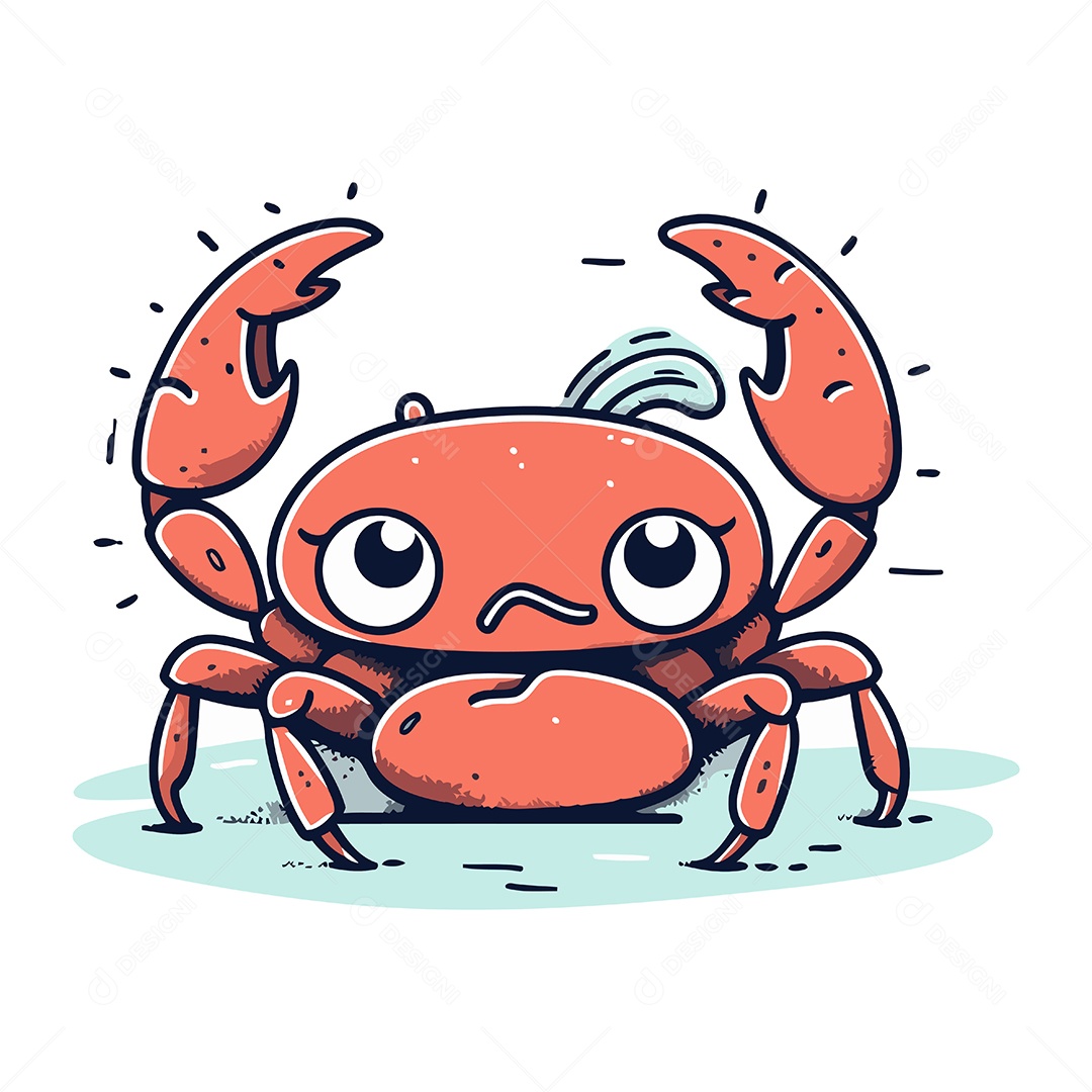 Caranguejo de Desenho Animado Ilustração Vetor EPS