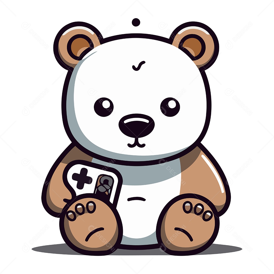 Urso Polar Fofo de Desenho Animado Ilustração Vetor EPS