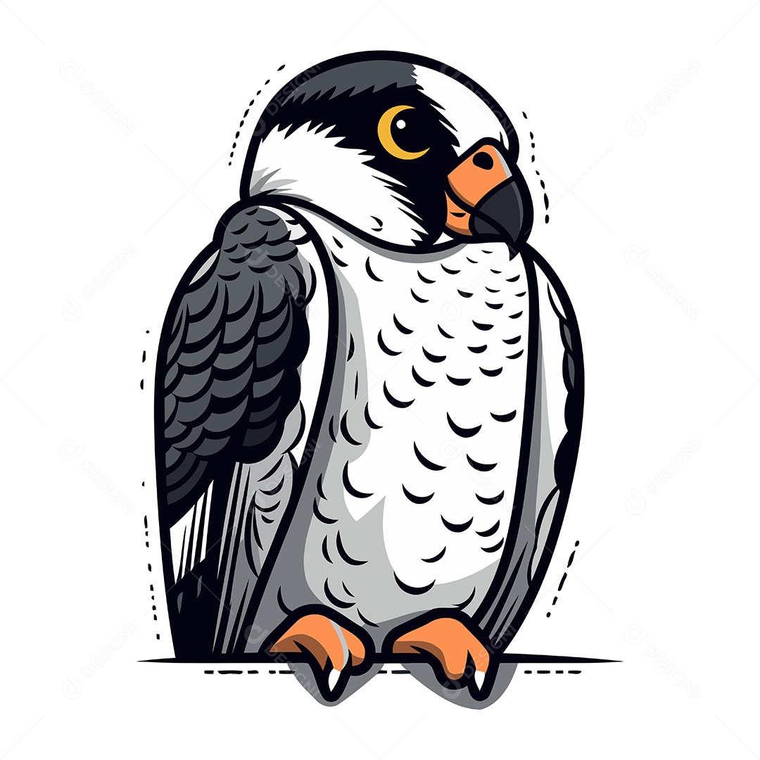 Falcão Peregrino de Desenho Animado Ilustração Vetor EPS