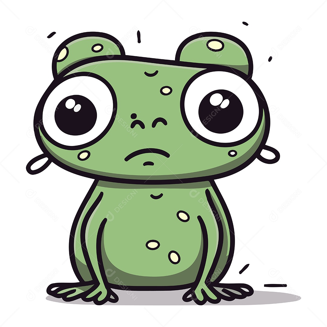 Sapo Fofo de Desenho Animado Ilustração Vetor EPS